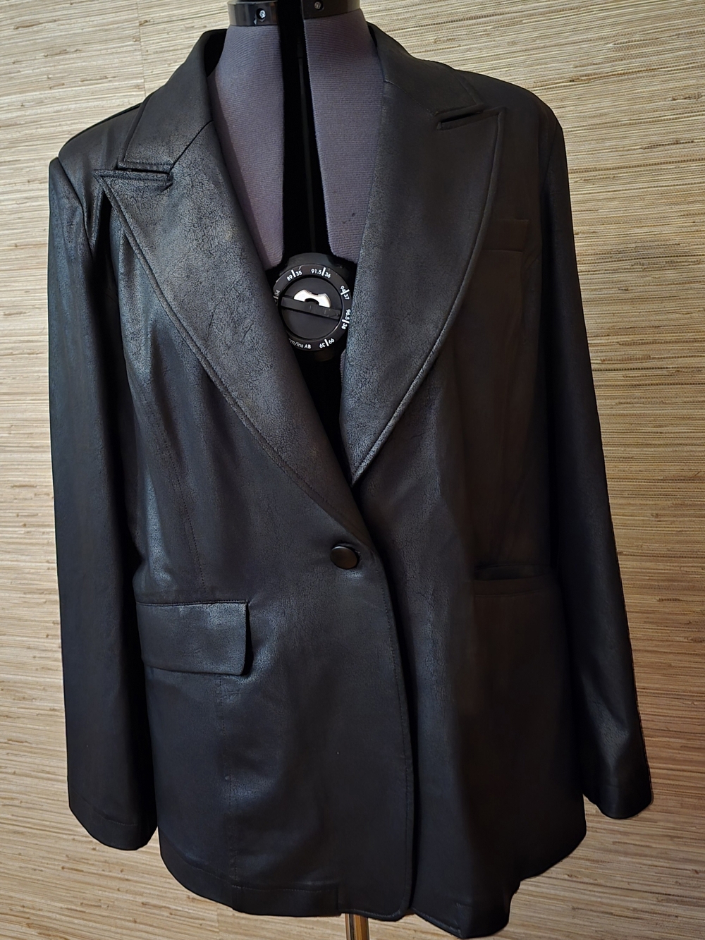 Clara Sunwoo Classic Leather Look Blazer Jacket